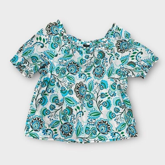 Talbots Graceful floral ruffle Square Neck Blouse Women Petite XLARGE (XLP) - Picture 2 of 5